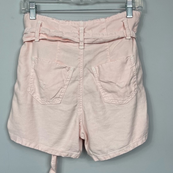 Hudson Jeans High Waisted Paperbag Shorts with Tie Belt Pea Linen Blend Pink 26 - Picture 12 of 14
